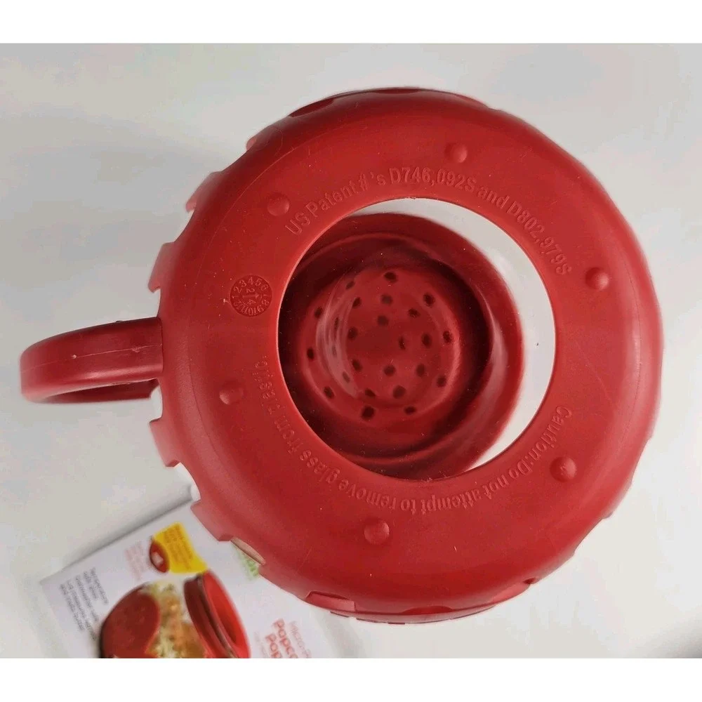 NWT Ecolution Micro-Pop Popcorn Popper 1.5 Qt Glass Dishwasher-Safe Red Microwav
